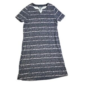 Ellen Tracy Women's S/P Gray White Striped Casual‎ T-Shirt Top